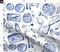 Blue Sardines Fish Summer Hand Drawn Monochromatic Brushstrokes Rustic Vacation Custom Printed Fabric by Spoonflower Various Fabrics by the Yard or Fat Quarter